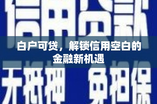 通化白户可贷，解锁信用空白的金融新机遇